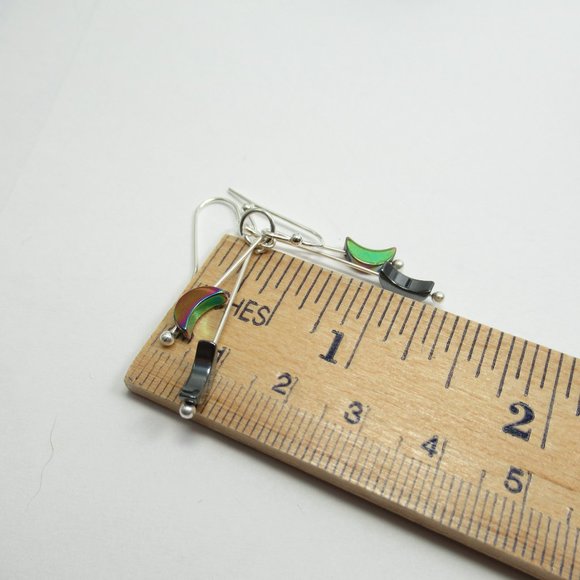 Hematite Moon dangle Earrings - Picture 7 of 9